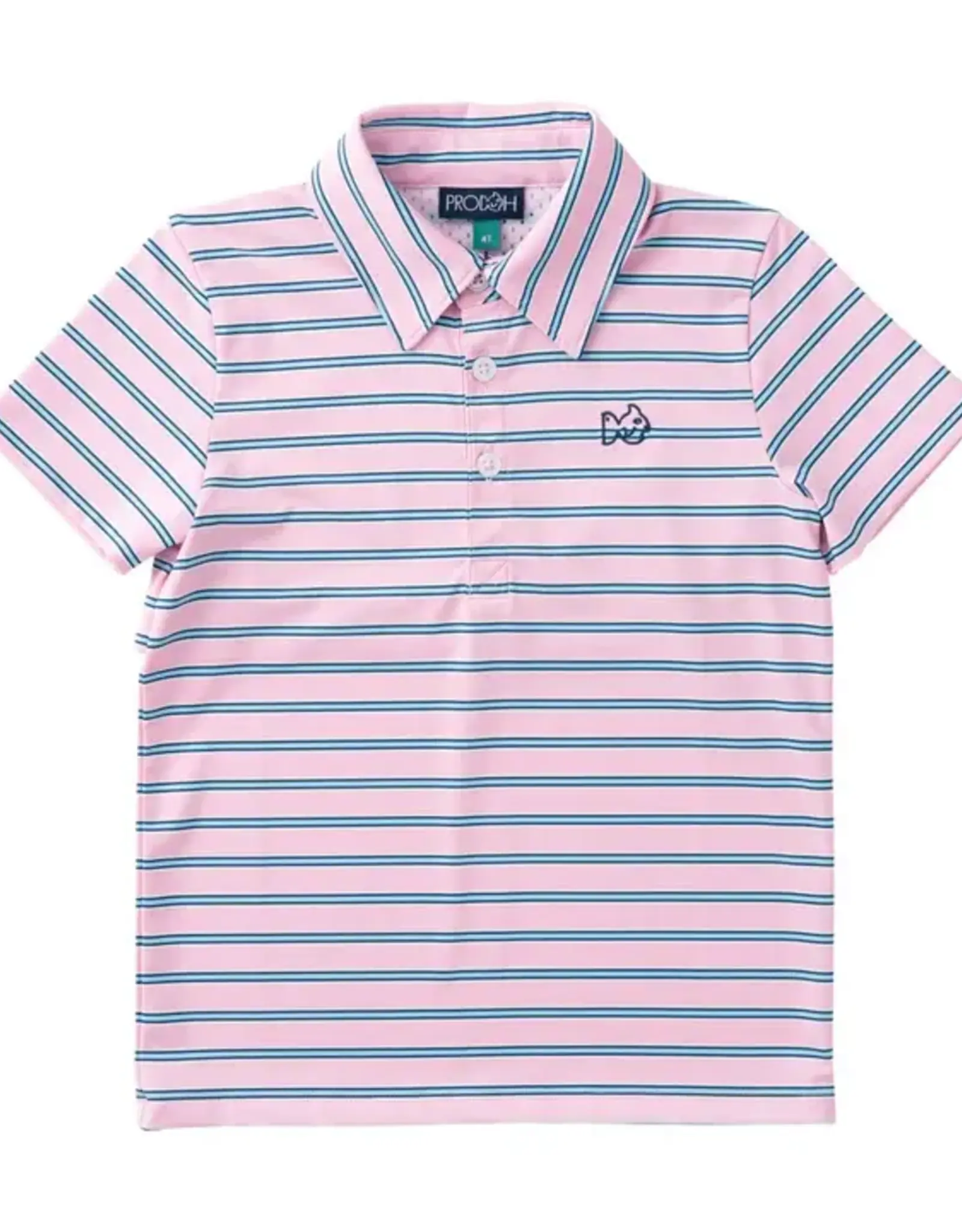 Prodoh SS Performance Polo, Pink Frosting Sea Island Stripe