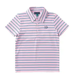 Prodoh SS Performance Polo, Pink Frosting Sea Island Stripe