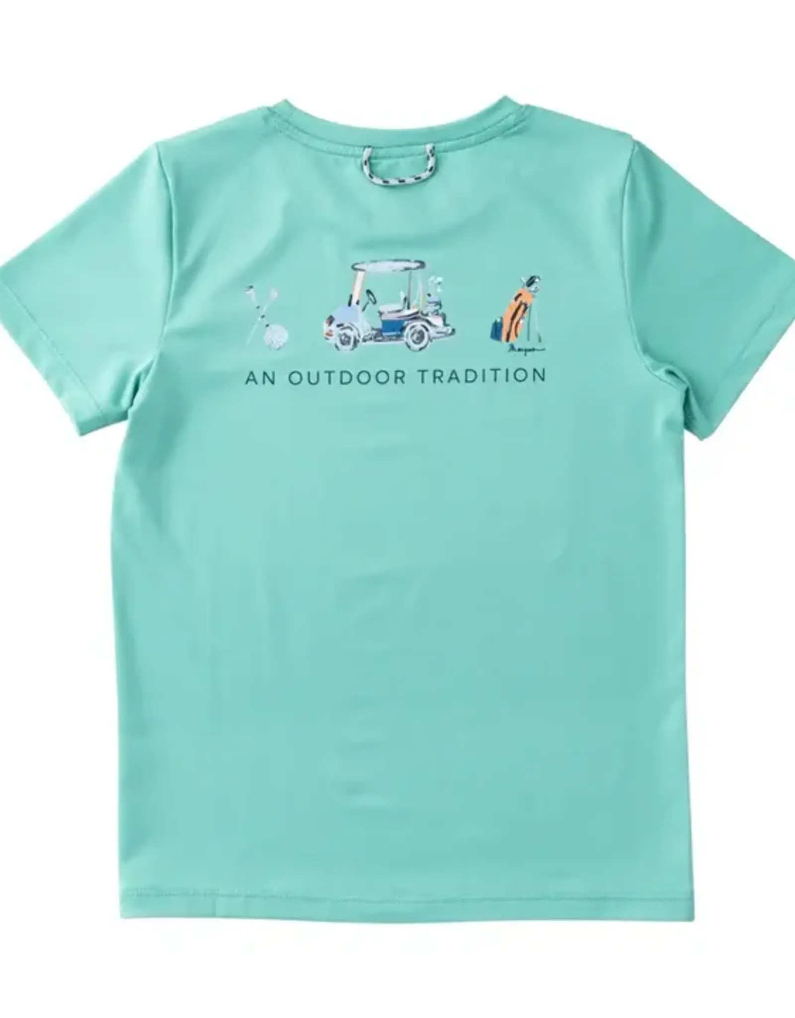 Prodoh SS Performance T-shirt, Marine Green Golf Cart Art