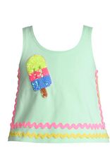 Hannah Banana Mint Swing Top with Ric Rac Trim