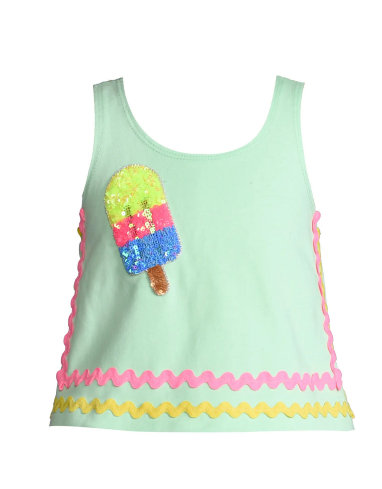 Hannah Banana Mint Swing Top with Ric Rac Trim