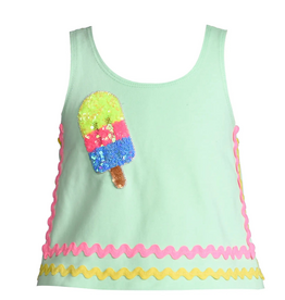 Hannah Banana Mint Swing Top with Ric Rac Trim