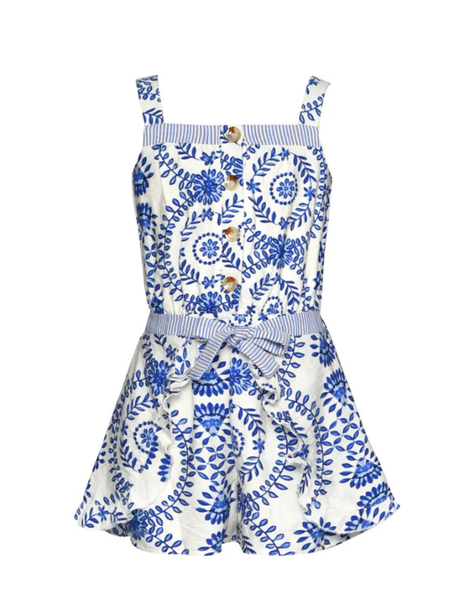 Hannah Banana Blue Mosaic Print Romper