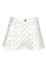 Hannah Banana White Glitter Distressed Shorts