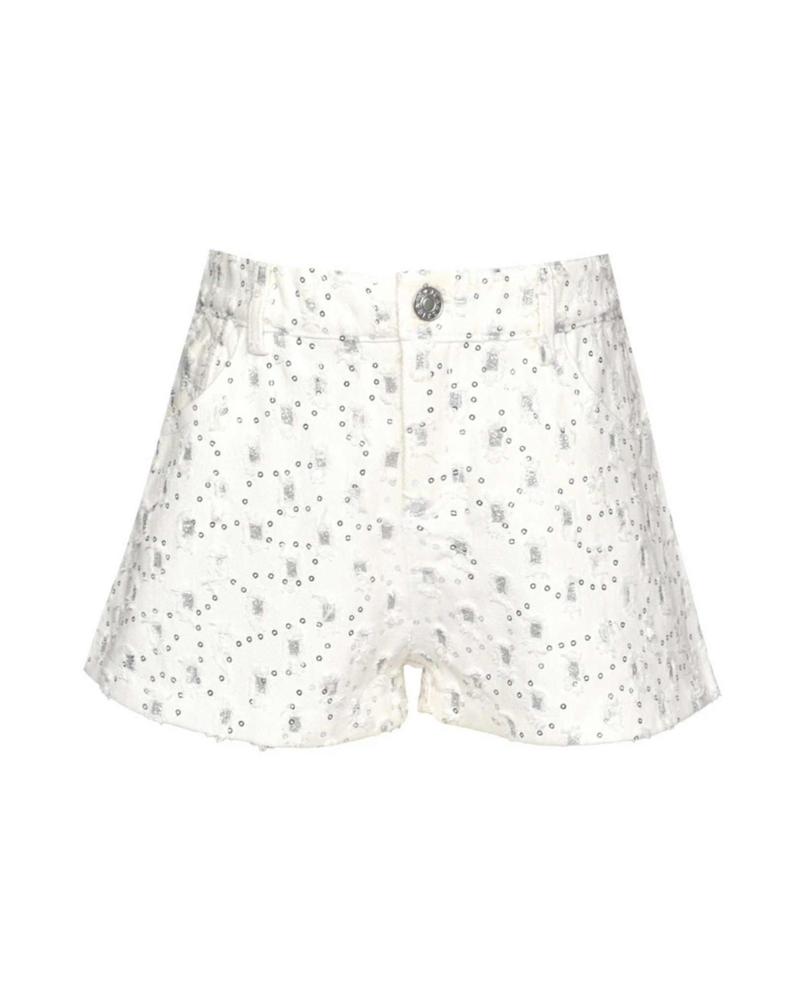 Hannah Banana White Glitter Distressed Shorts