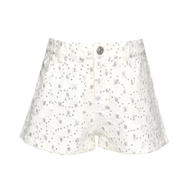 Hannah Banana White Glitter Distressed Shorts