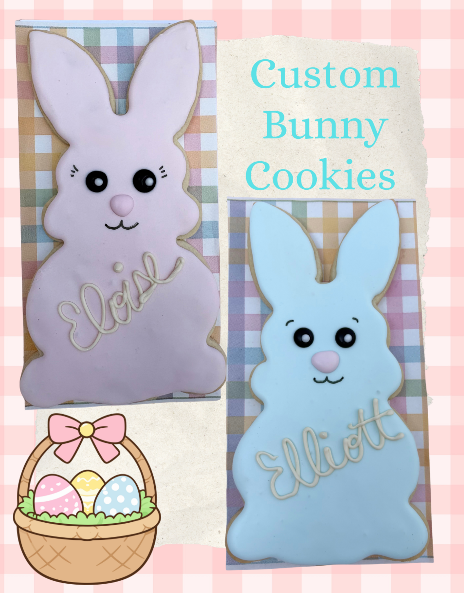 Juju Bakes Custom Bunny Name Cookies