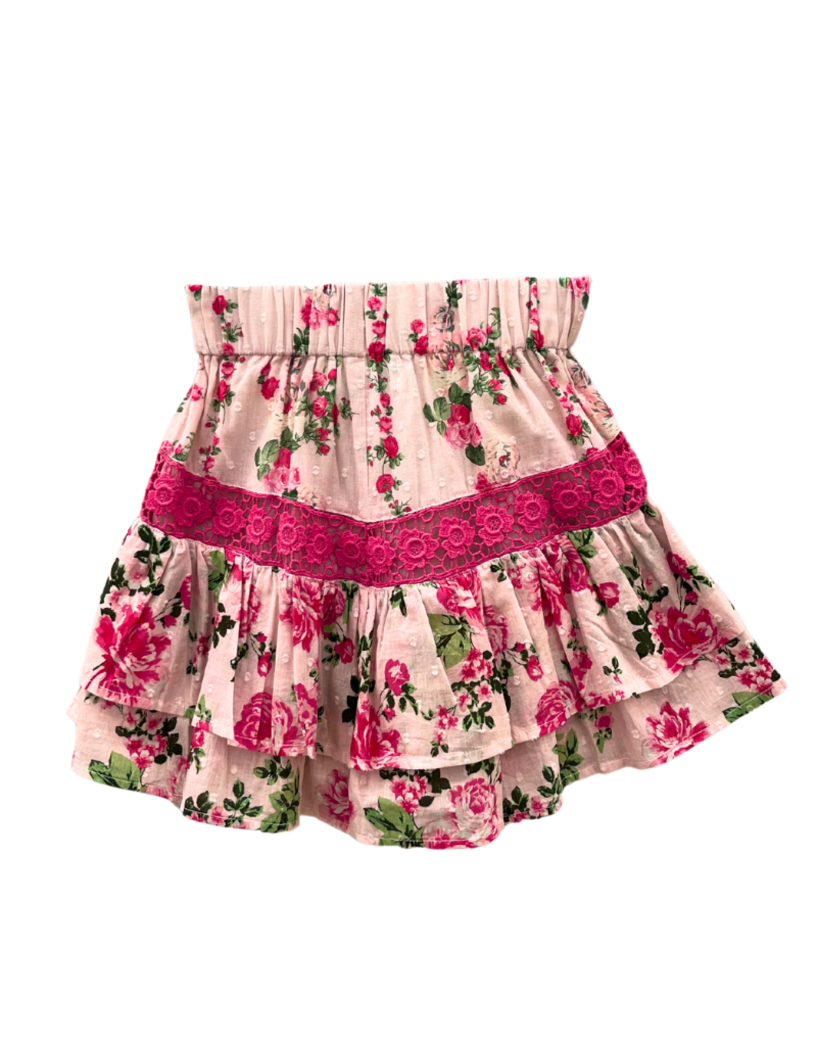 Alto Modas Pink Floral Girls Ruffle Shorts