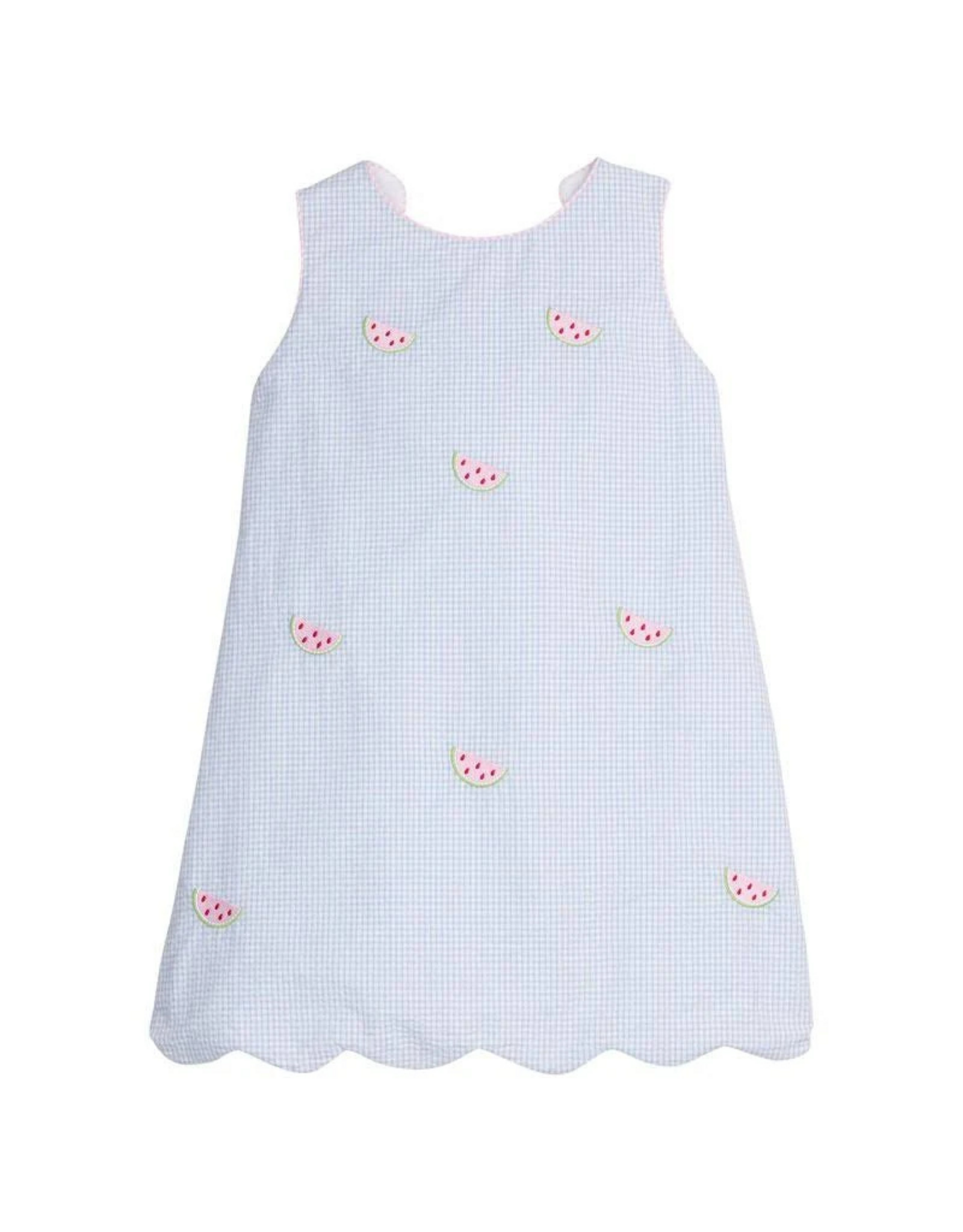 Little English Embroidered Bow Back Dress, Watermelon