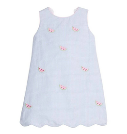 Little English Embroidered Bow Back Dress, Watermelon