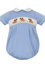 Petit Bebe Garden Puppies Knit Strip Blue Bubble