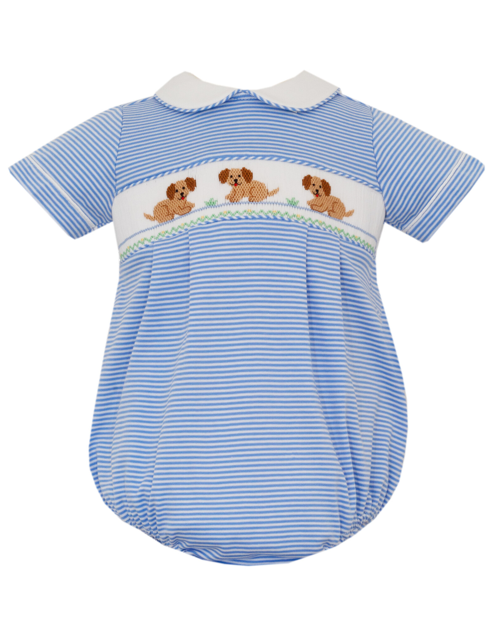 Petit Bebe Garden Puppies Knit Strip Blue Bubble