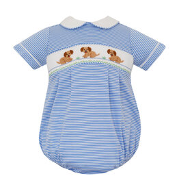 Petit Bebe Garden Puppies Knit Strip Blue Bubble