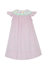 Petit Bebe Pink Gingham Spring Tulips Bishop Smock Dress