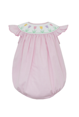 Petit Bebe Pink Gingham Spring Tulips Bishop Smock Bubble