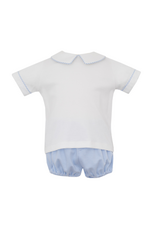 Petit Bebe Blue Knit Stripe Boys Diaper Set