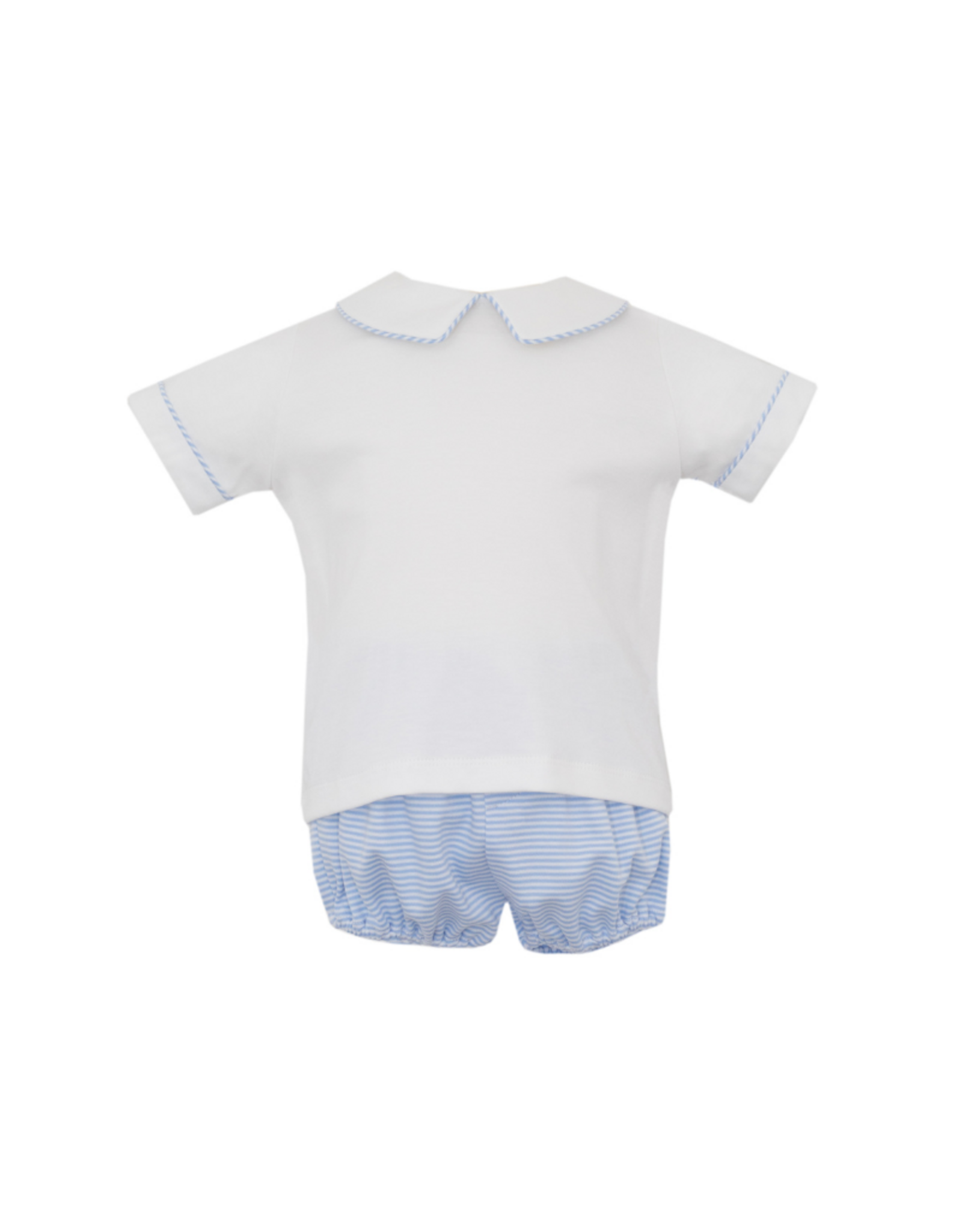 Petit Bebe Blue Knit Stripe Boys Diaper Set