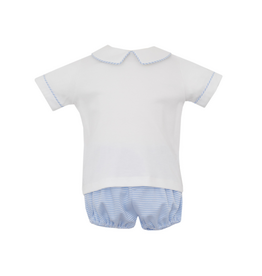 Petit Bebe Blue Knit Stripe Boys Diaper Set