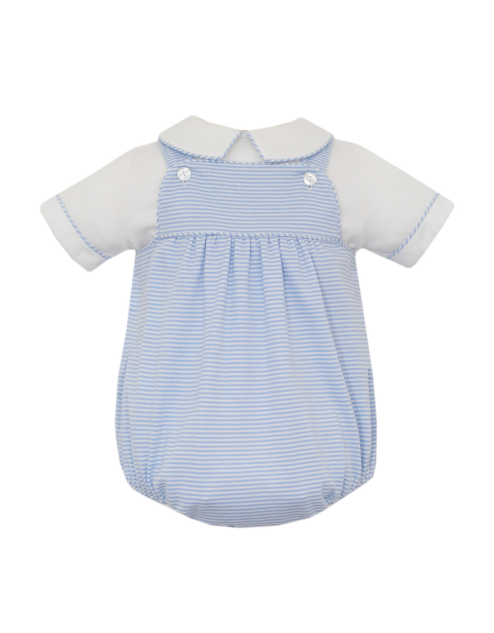 Petit Bebe Blue Knit Stripe Boys Bubble Set