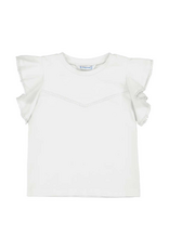 Mayoral White SS T-Shirt with Lace Trim