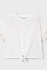 Mayoral SS Girls Tshirt with TieUp, Natural
