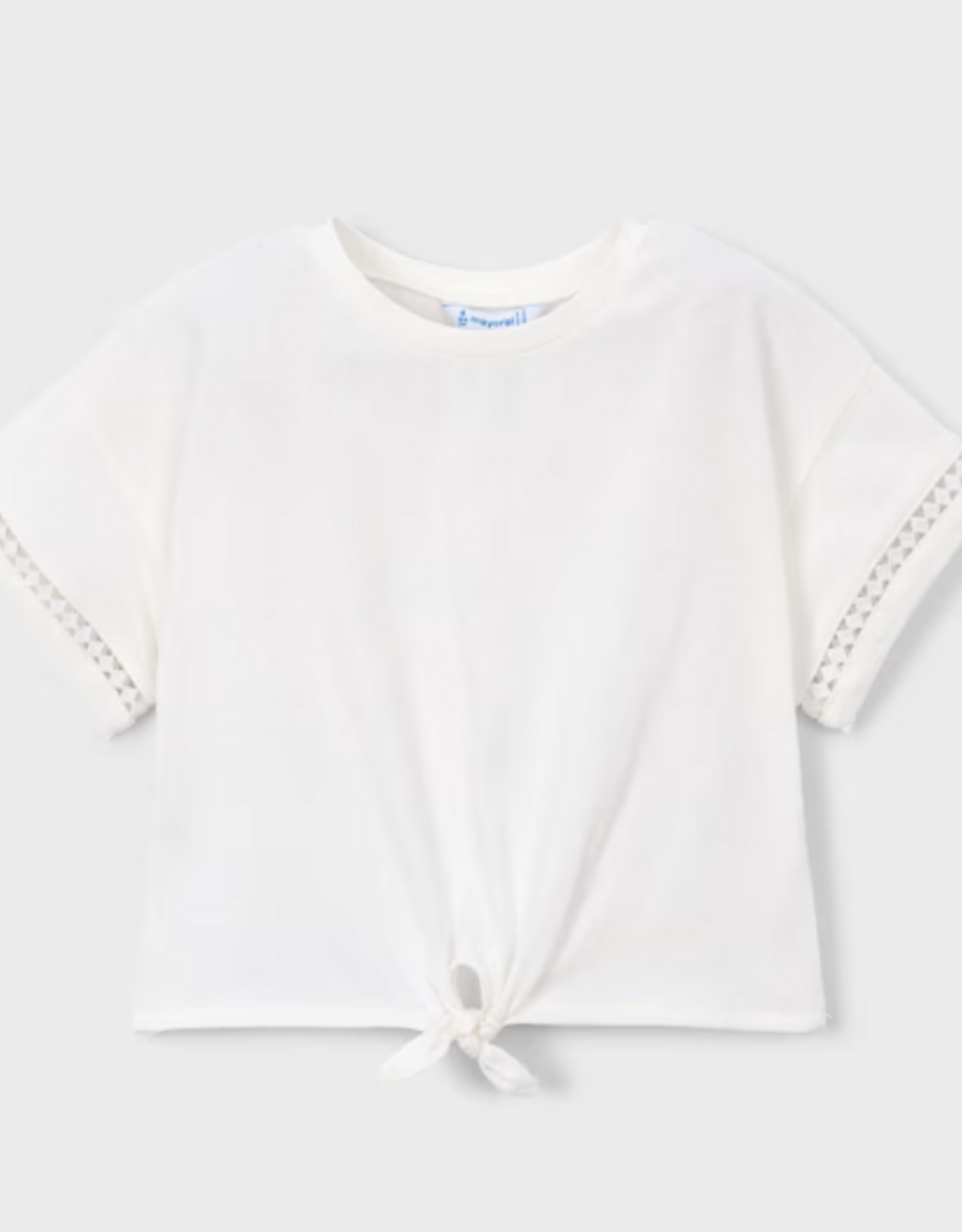 Mayoral SS Girls Tshirt with TieUp, Natural
