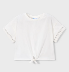 Mayoral SS Girls Tshirt with TieUp, Natural