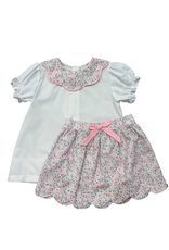 LullabySet Susie Scallop Skirt Set, Belle Bunny Floral