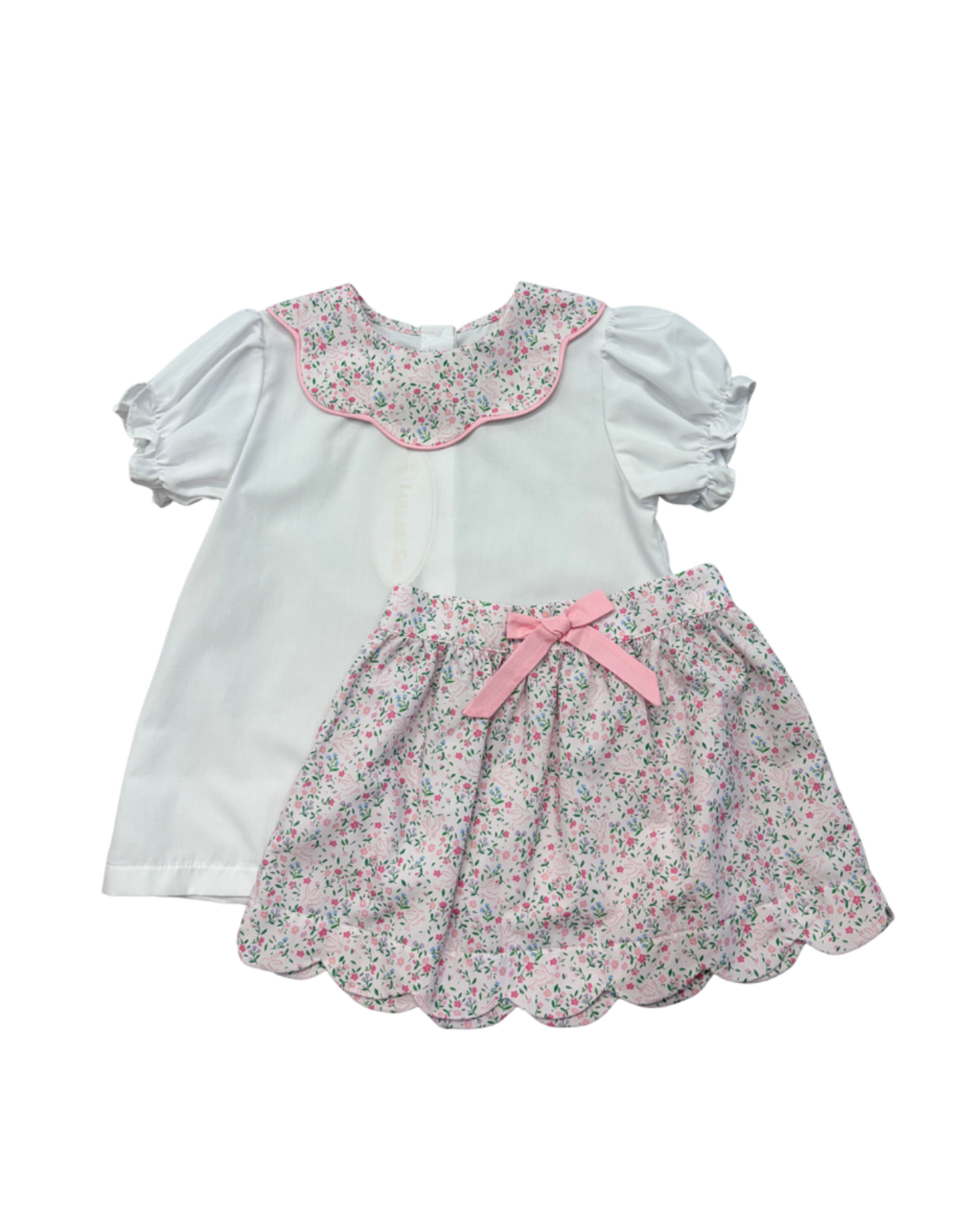 LullabySet Susie Scallop Skirt Set, Belle Bunny Floral
