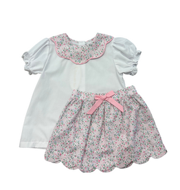LullabySet Susie Scallop Skirt Set, Belle Bunny Floral