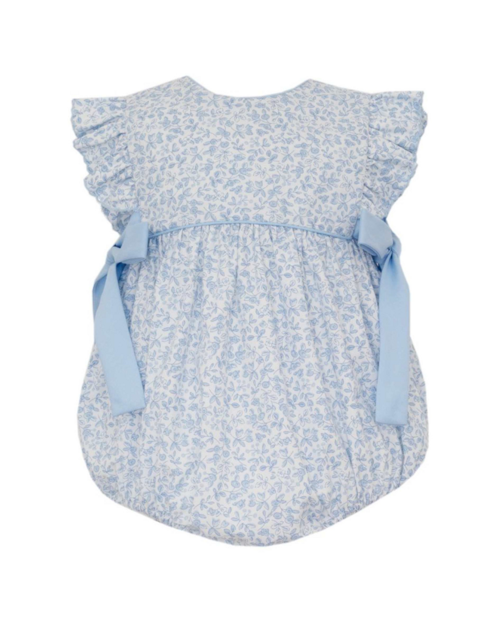 Petit Bebe Blue Floral Sleeveless Bubble with Side Bows