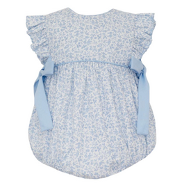 Petit Bebe Blue Floral Sleeveless Bubble with Side Bows