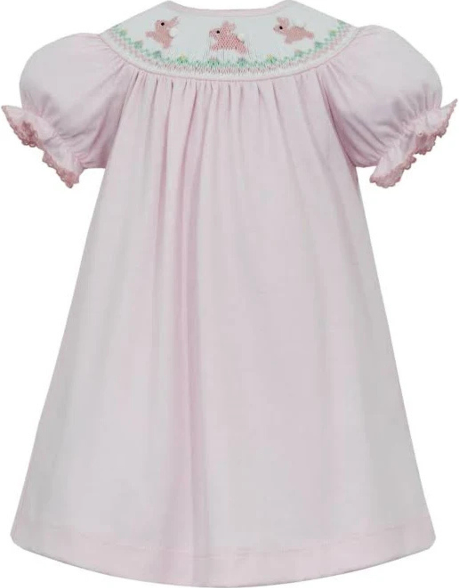 Petit Bebe Bunny Girl's Pink Knit Stripe Bishop Dress