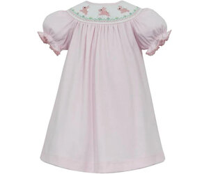 Bunny Girl's Pink Knit Stripe Bishop Dress - Mini Macarons Boutique