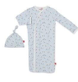 Magnetic Me Baa Baa Baby Modal Magnetic Gown /Hat Set Blue NB-3m