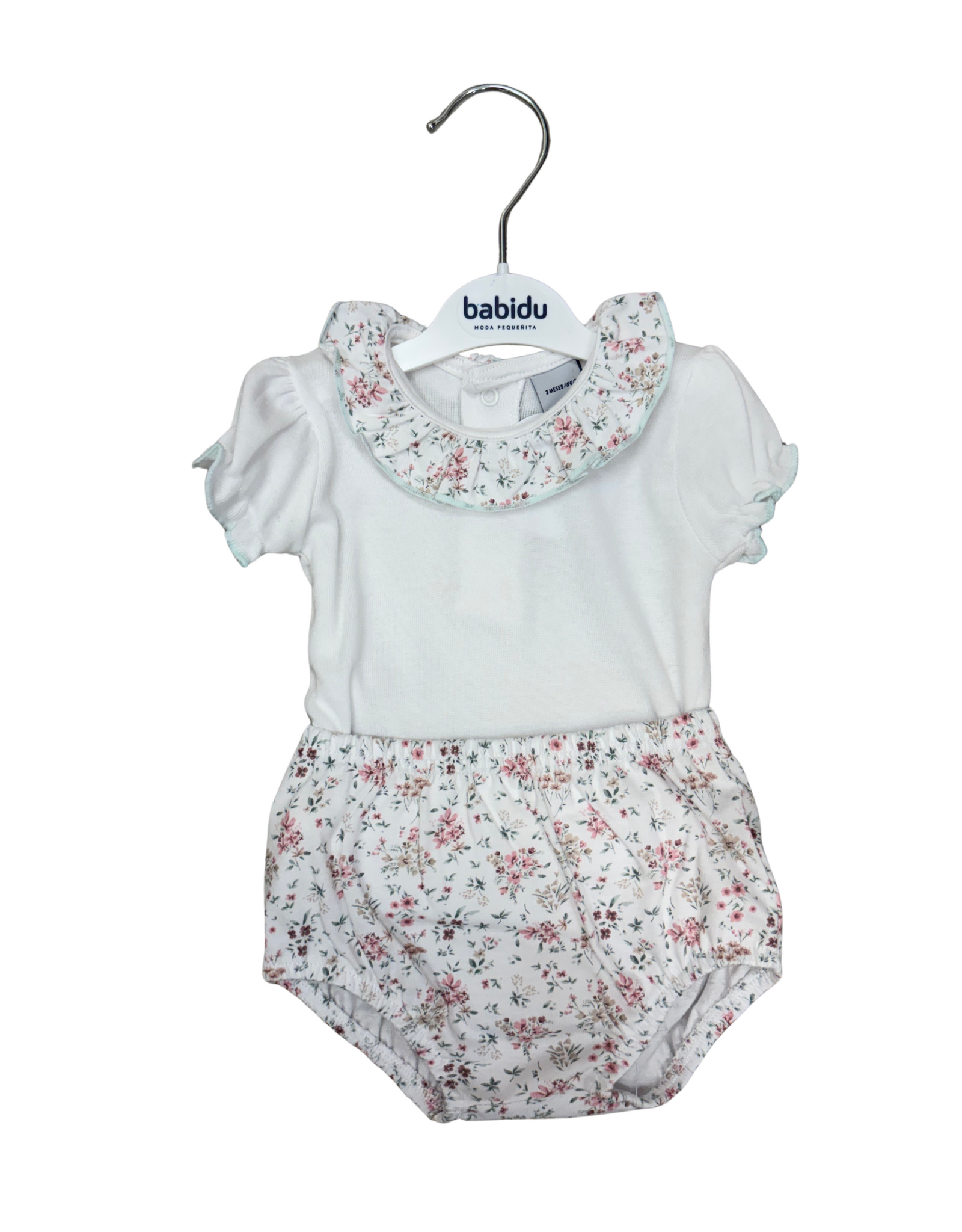 Babidu Green Floral Cotton Knit Diaper Set