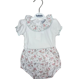 Babidu Green Floral Cotton Knit Diaper Set