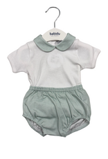 Babidu Green Windowpane Cotton Knit Diaper Set