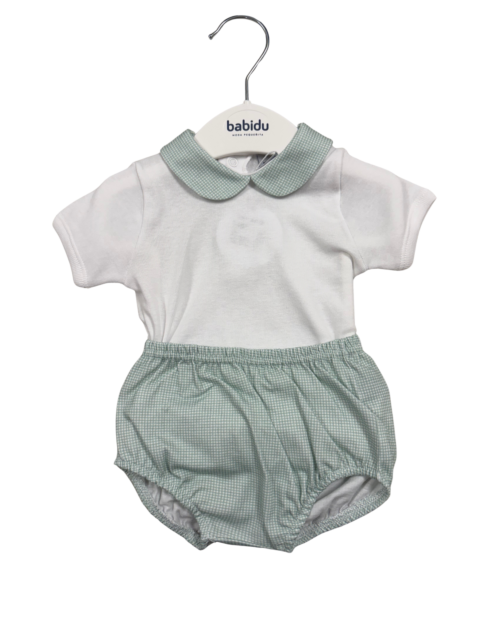 Babidu Green Windowpane Cotton Knit Diaper Set