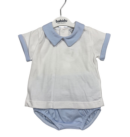 Babidu Sky Blue Cotton Knit Boy Diaper Set