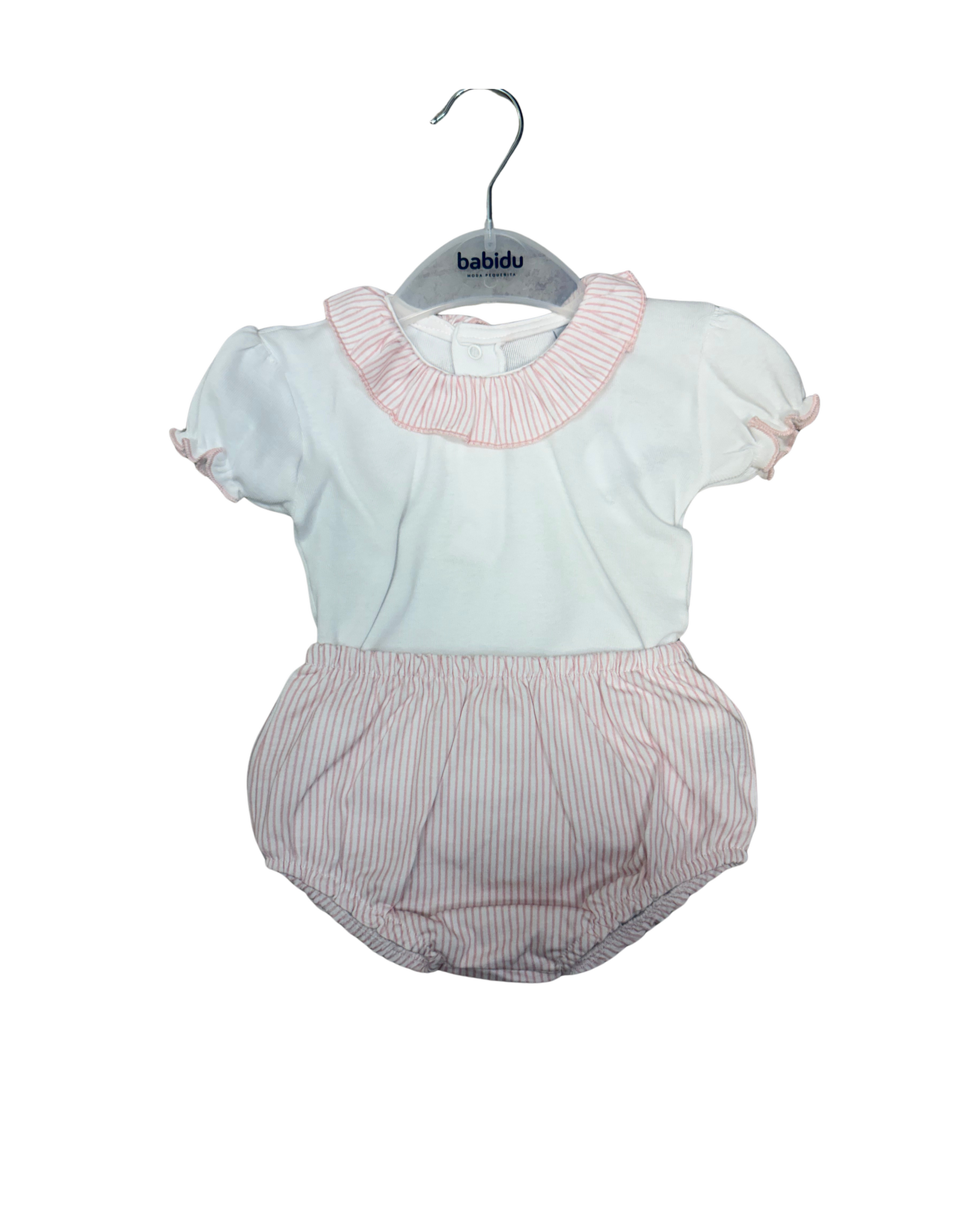 Babidu Pink Stripe Cotton Knit Diaper Set