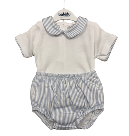 Babidu Blue Stripe Cotton Knit Diaper Set