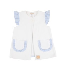 The Beaufort Bonnet Company Callie Coverup, White Terrycloth w/ Breakers Blue Seersucker