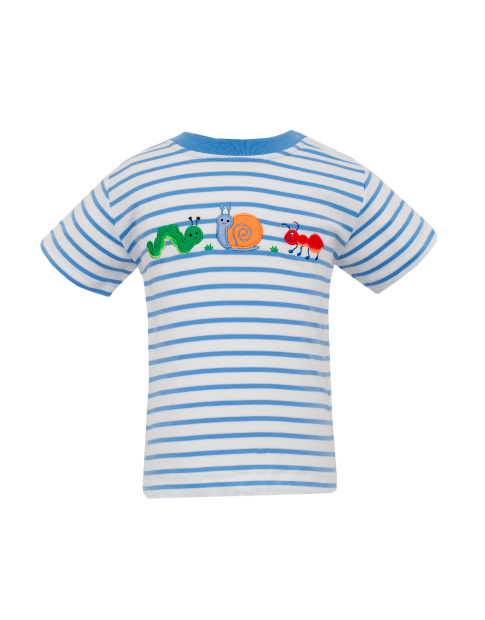 Claire and Charlie Backyard Bugs Blue Stripe T-Shirt