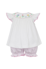 Petit Bebe Floral Bishop Pink Knit Stripe Bloomer Set