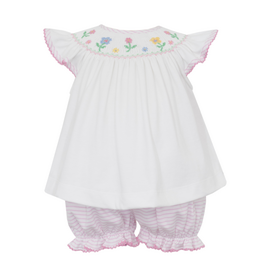 Petit Bebe Floral Bishop Pink Knit Stripe Bloomer Set