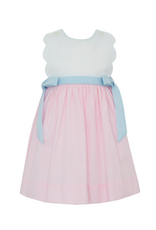 Petit Bebe Pink Check Scallop Sundress with Side Bows