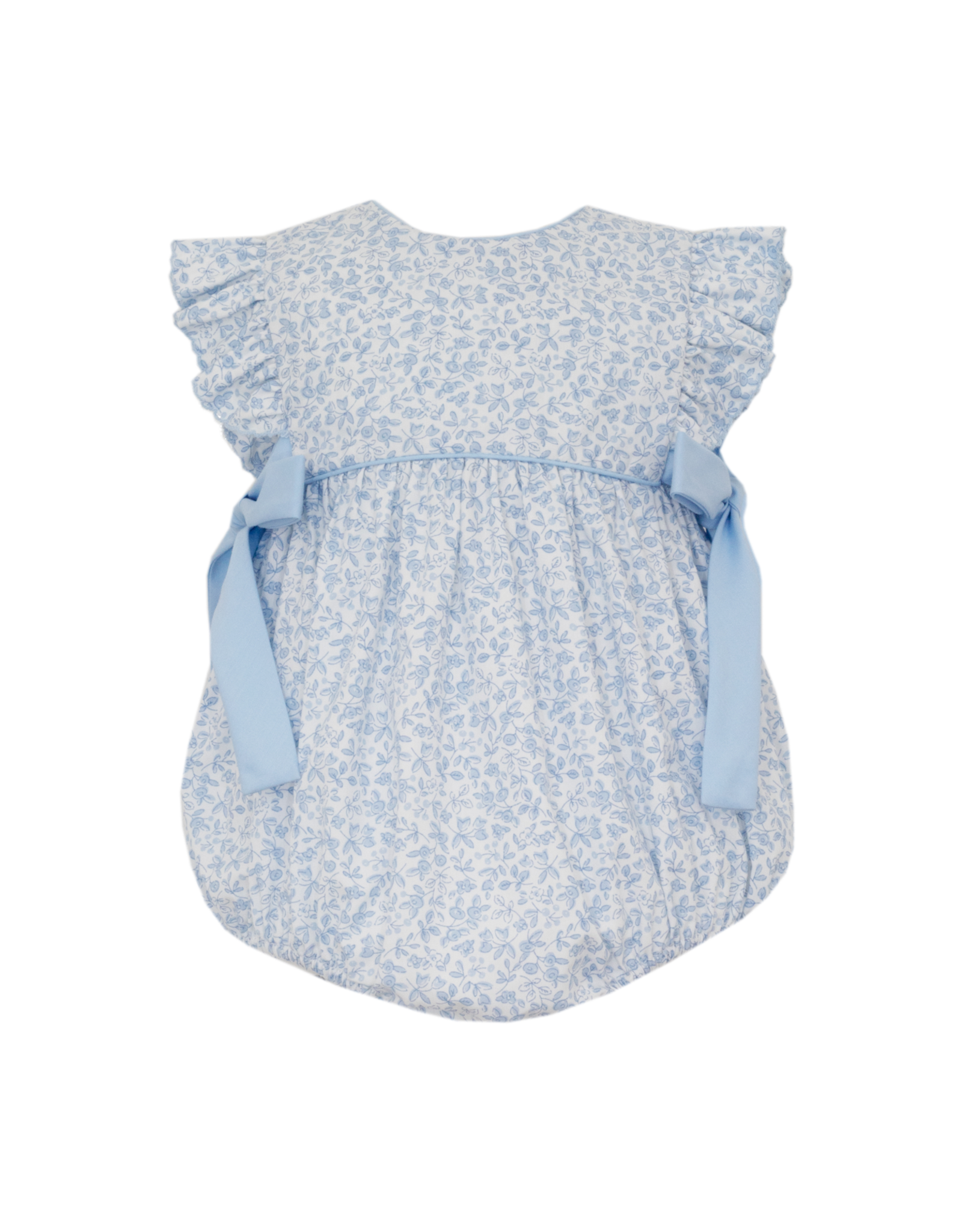 Petit Bebe Blue Floral Sleeveless Bubble with Side Bows