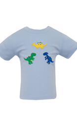 Claire and Charlie Light Blue Knit Dino Trio Tshirt