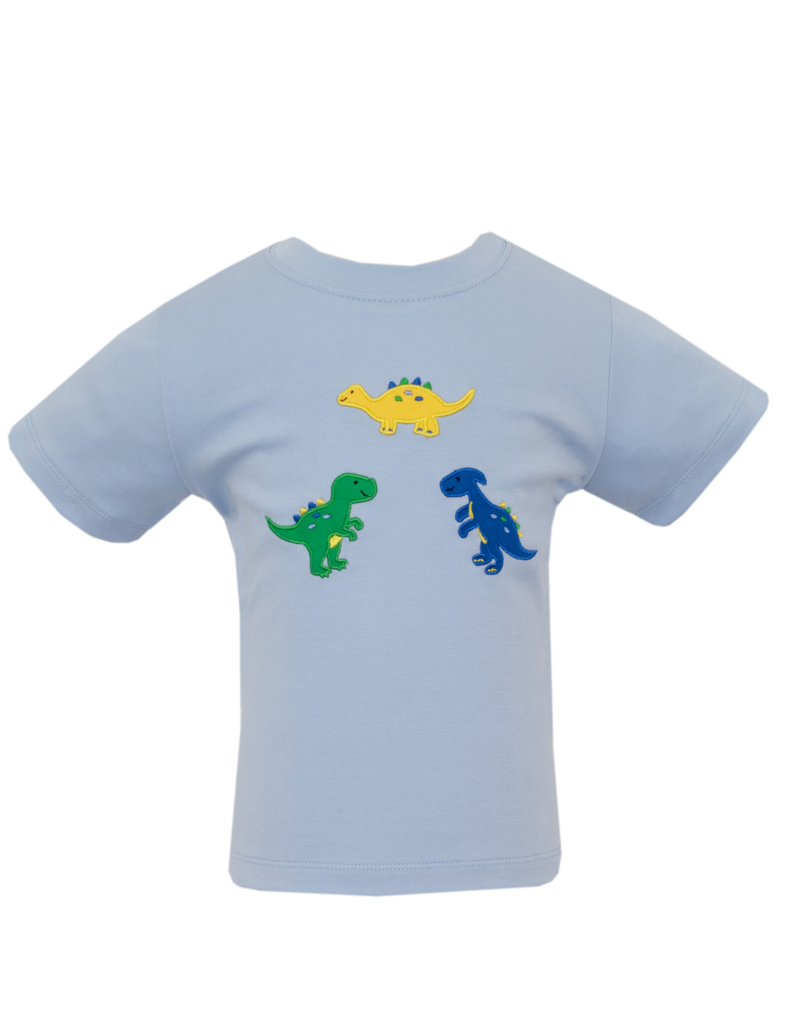 Claire and Charlie Light Blue Knit Dino Trio Tshirt